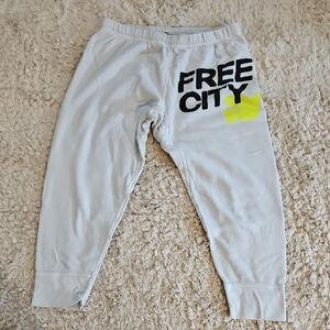 Freecity Light Gray Pants with Neon Yellow Detail